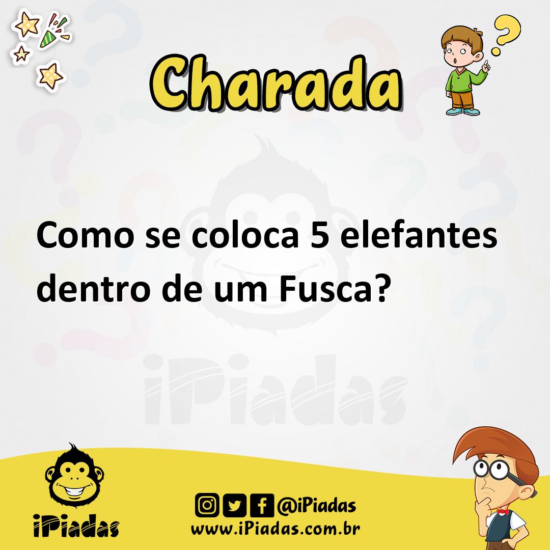 Ilustração de Como se coloca 5 elefantes dentro de um Fusca? no iPiadas