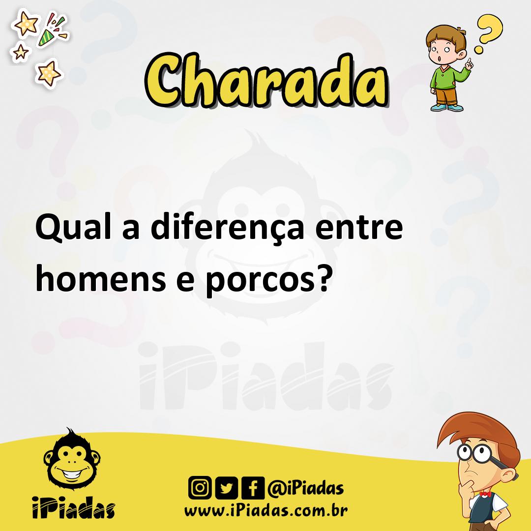 Ilustração de Qual a diferença entre homens e porcos? no iPiadas