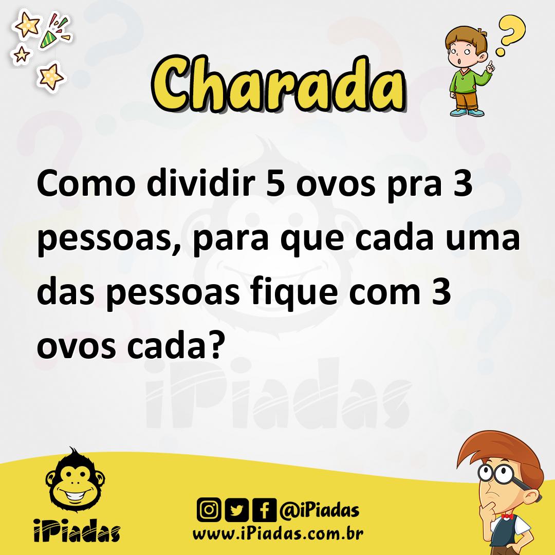 Ilustração de Como dividir 5 ovos pra 3 pessoas, para que cada uma das pessoas fique com 3 ovos cada? no iPiadas