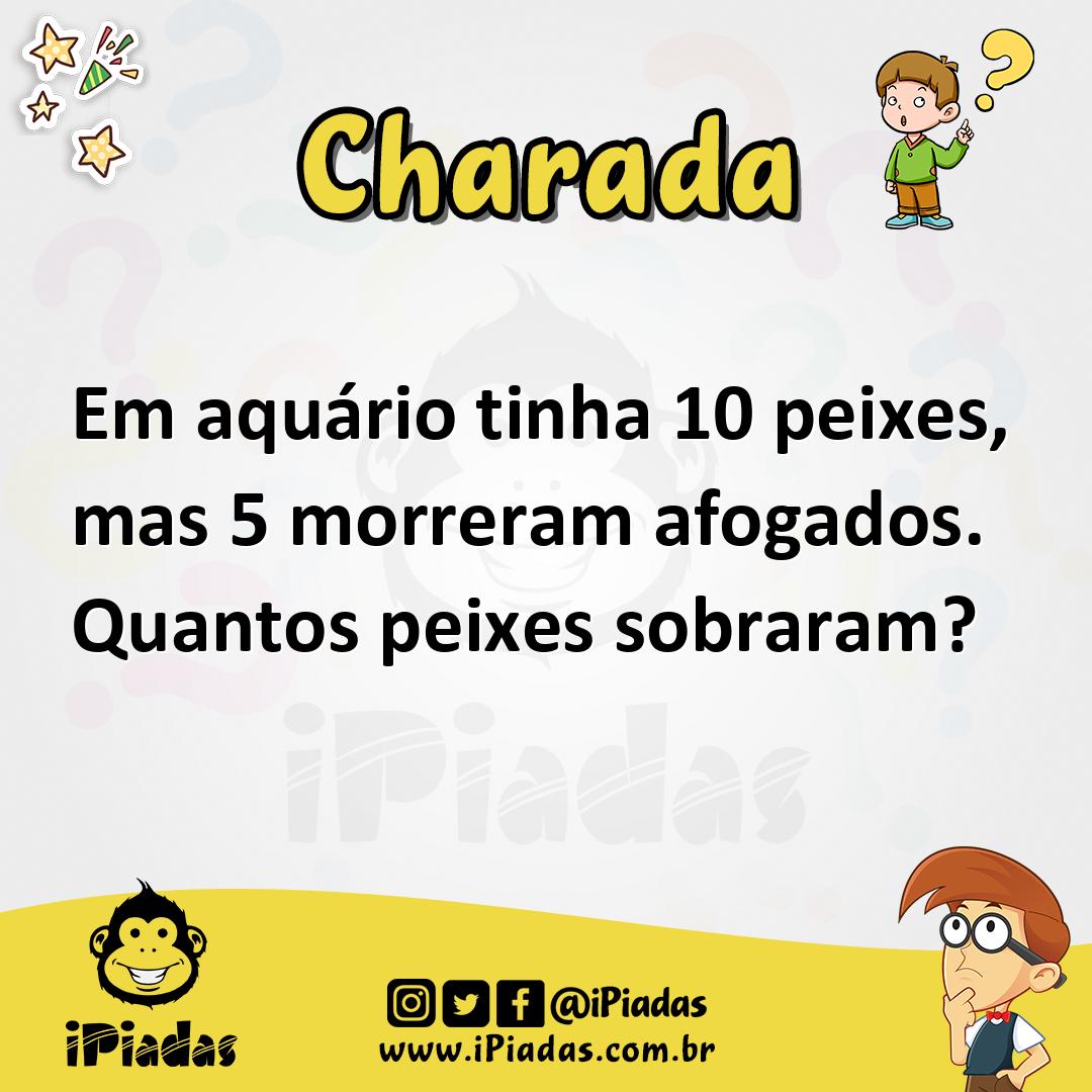 Ilustração de Em aquário tinha 10 peixes, mas 5 morreram afogados. Quantos peixes sobraram? no iPiadas