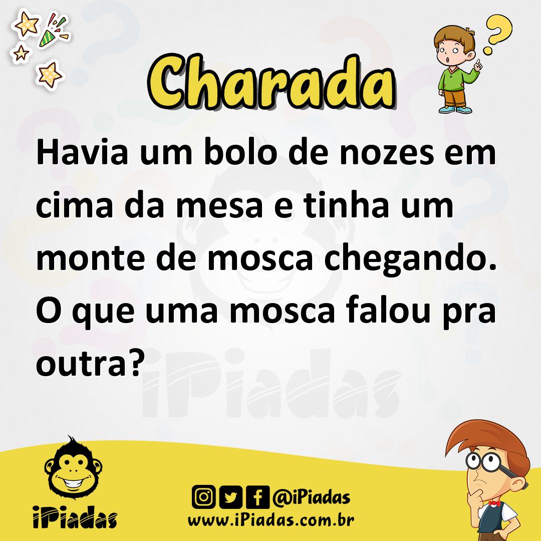 Ilustração de Havia um bolo de nozes em cima da mesa e tinha um monte de mosca chegando. O que uma mosca falou pra outra? no iPiadas