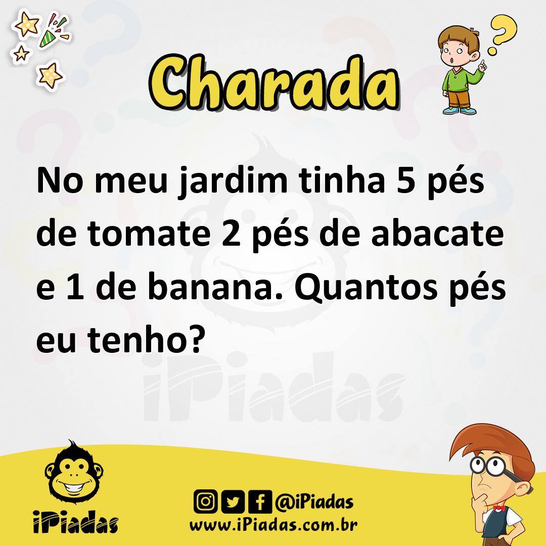 Ilustração de No meu jardim tinha 5 pés de tomate 2 pés de abacate e 1 de banana. Quantos pés eu tenho? no iPiadas