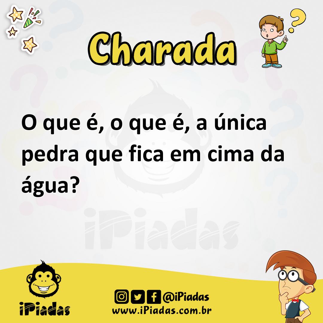 Ilustração de O que é, o que é, a única pedra que fica em cima da água? no iPiadas