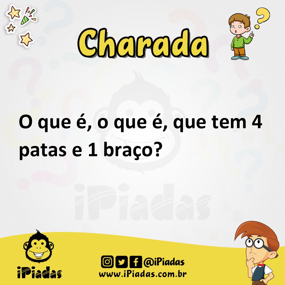 Ilustração de O que é, o que é, que tem 4 patas e 1 braço? no iPiadas