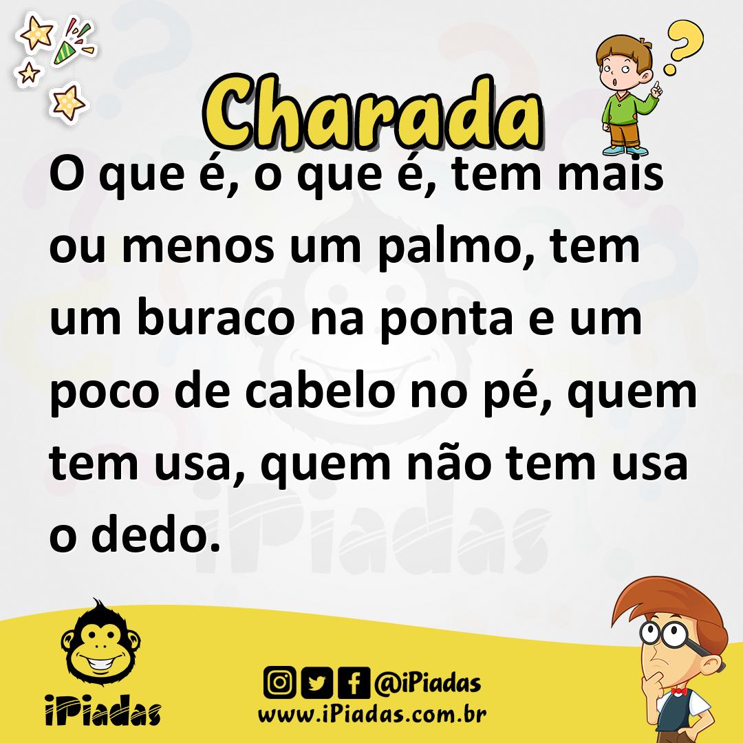 Ilustração de O que é, o que é, tem mais ou menos um palmo, tem um buraco na ponta e um poco de cabelo no pé, quem tem usa, quem não tem usa o dedo. no iPiadas