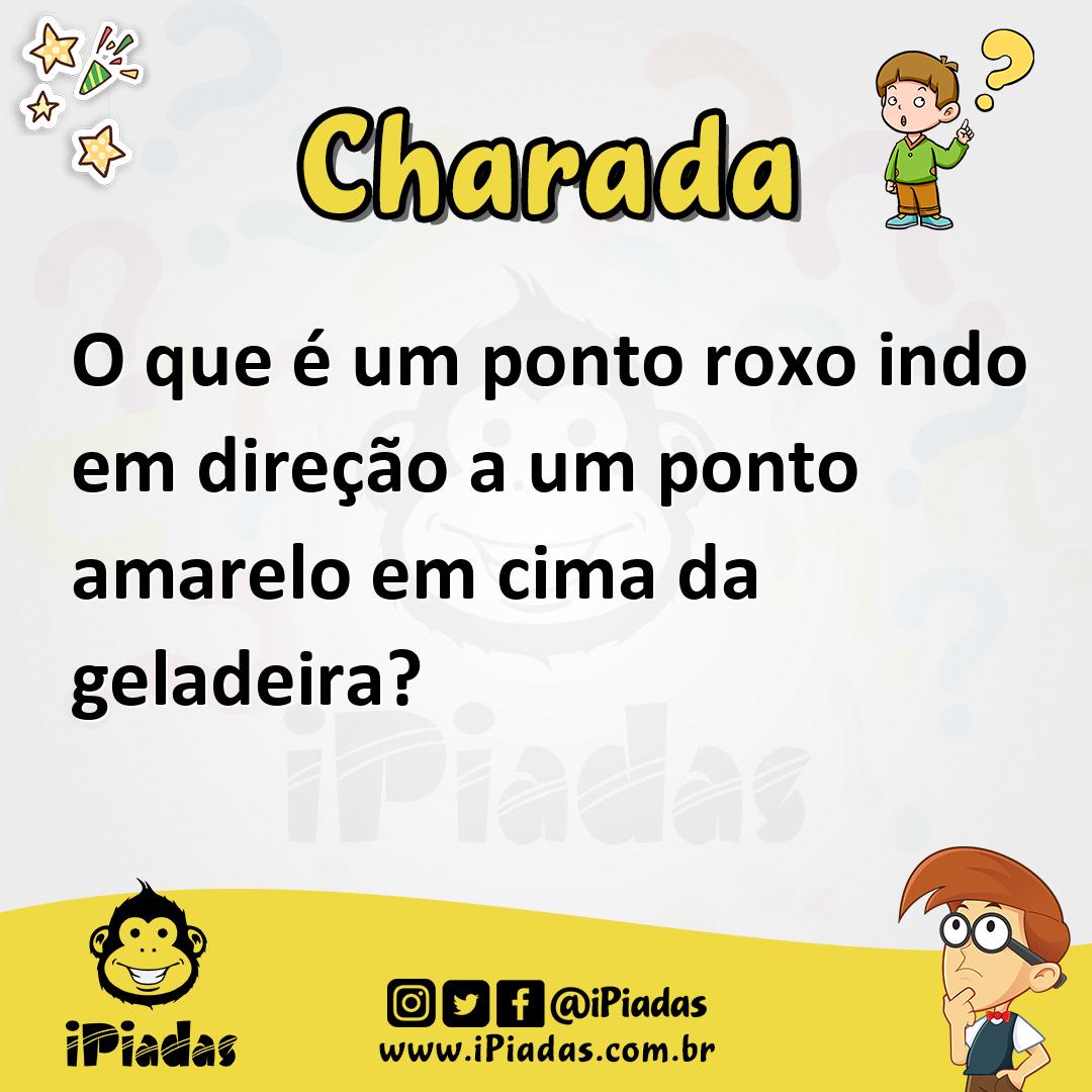 Ilustração de O que é um ponto roxo indo em direção a um ponto amarelo em cima da geladeira? no iPiadas