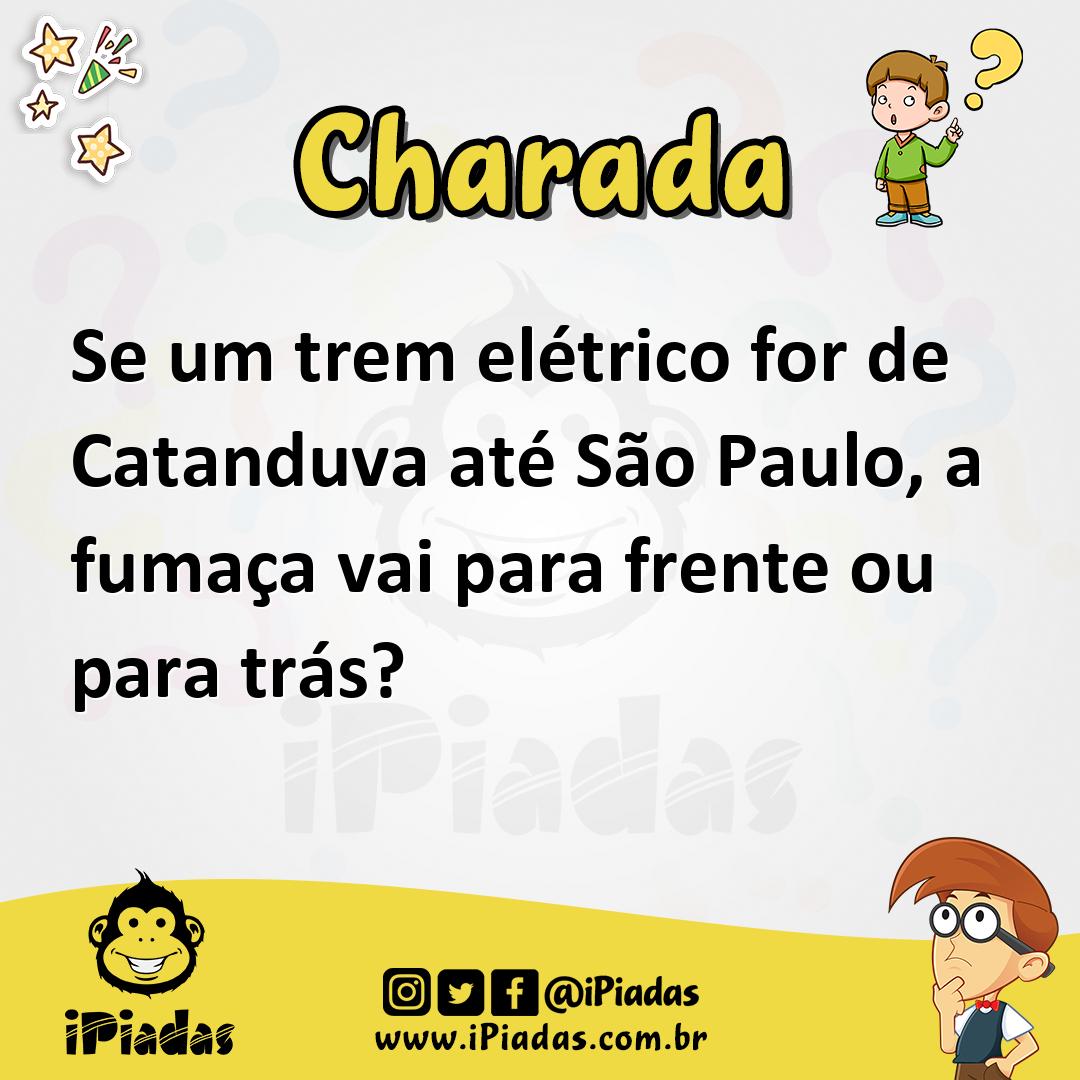 Ilustração de Se um trem elétrico for de Catanduva até São Paulo, a fumaça vai para frente ou para trás? no iPiadas