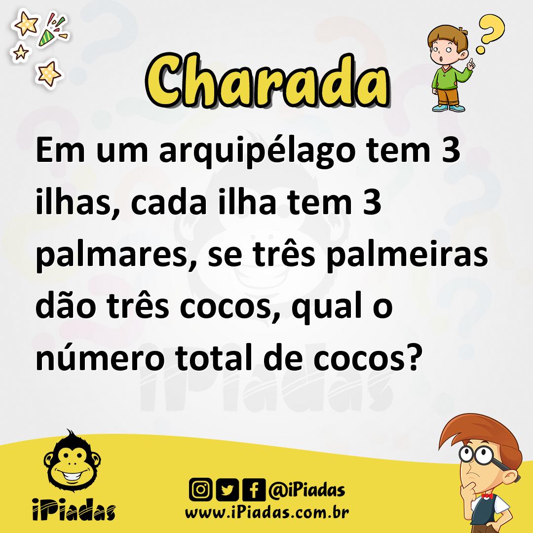 Em um arquipélago tem 3 ilhas, cada ilha tem 3 palmares, se três palmeiras dão três cocos, qual o número total de cocos?