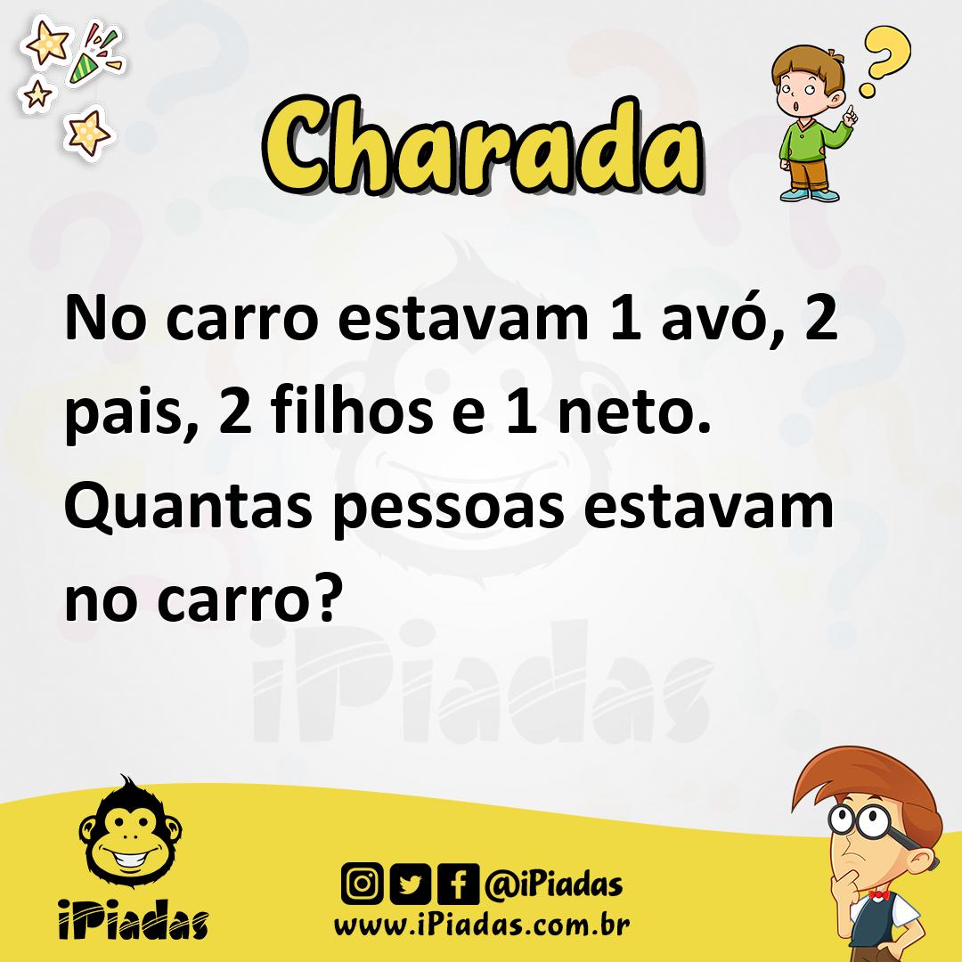 Ilustração de No carro estavam 1 avó, 2 pais, 2 filhos e 1 neto. Quantas pessoas estavam no carro? no iPiadas