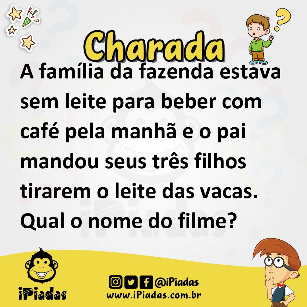 Ilustração de A família da fazenda estava sem leite para beber com café pela manhã e o pai mandou seus três filhos tirarem o leite das vacas. Qual o nome do filme? no iPiadas