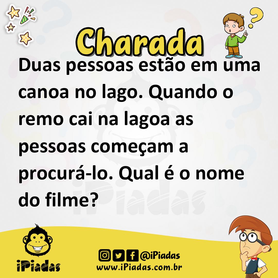 Ilustração de Duas pessoas estão em uma canoa no lago. Quando o remo cai na lagoa as pessoas começam a procurá-lo. Qual é o nome do filme? no iPiadas