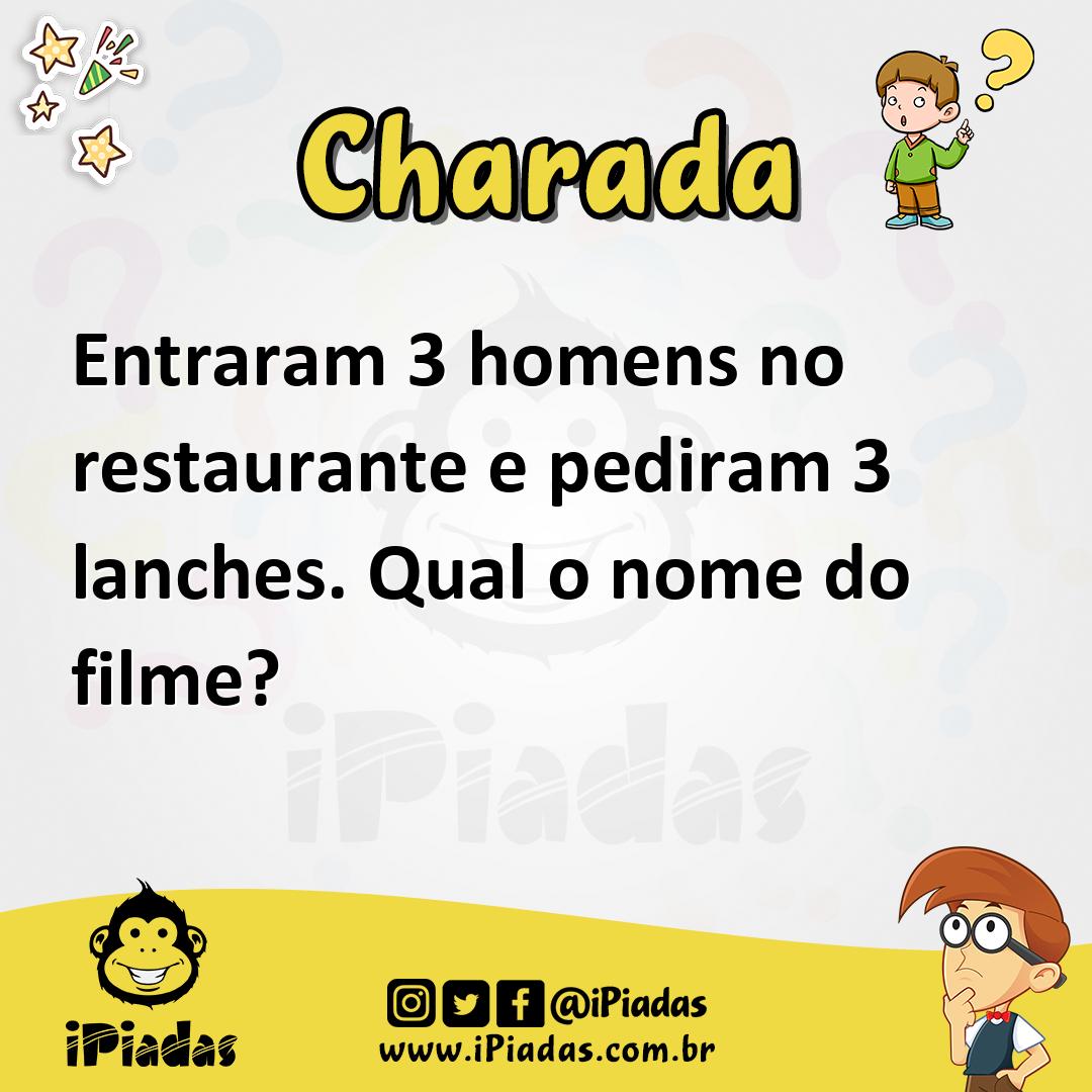 Ilustração de Entraram 3 homens no restaurante e pediram 3 lanches. Qual o nome do filme? no iPiadas