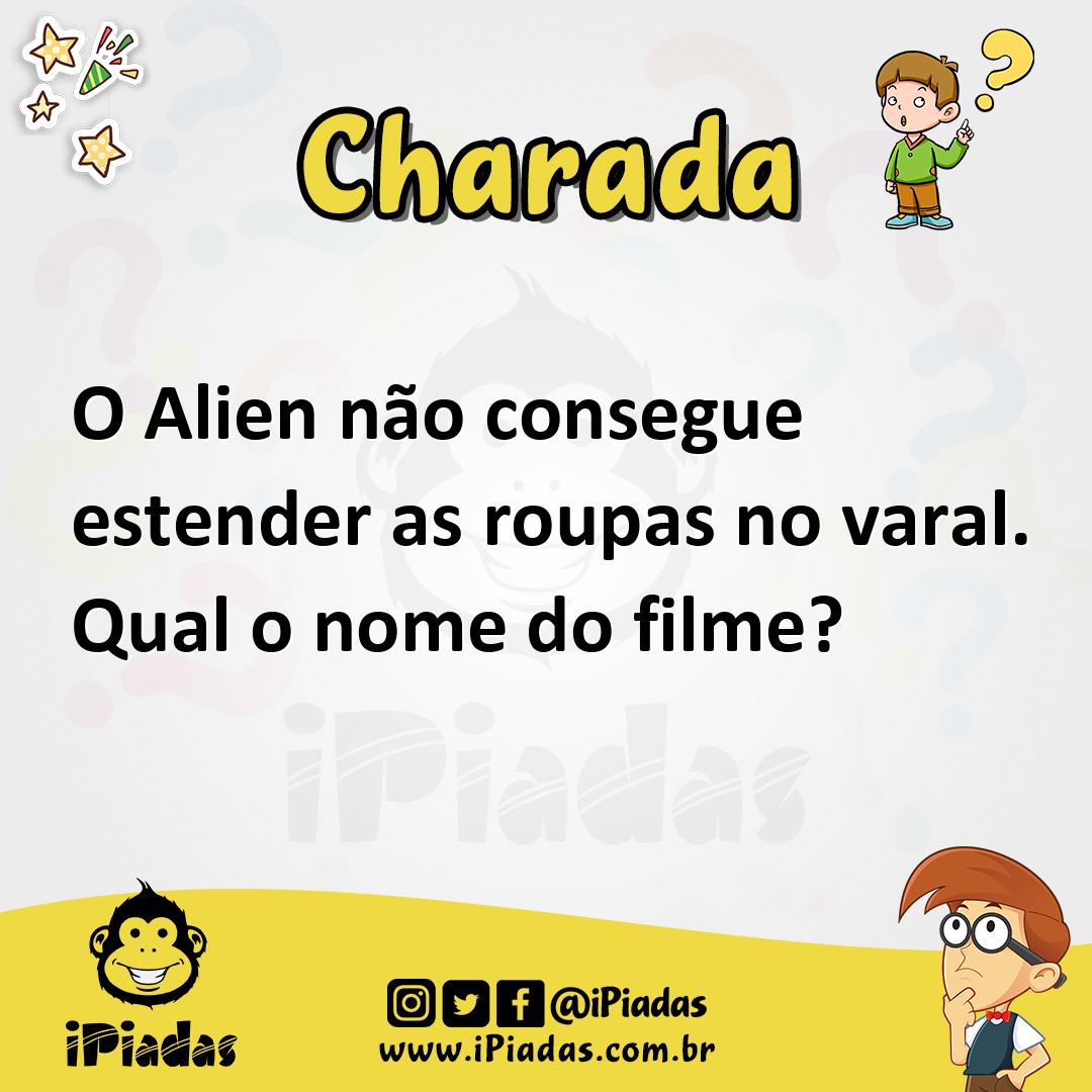 Ilustração de O Alien não consegue estender as roupas no varal. Qual o nome do filme? no iPiadas