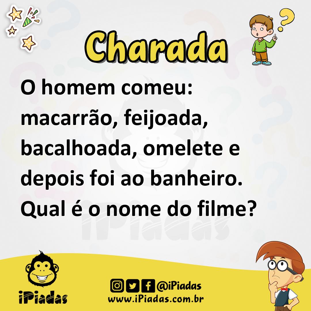 Ilustração de O homem comeu: macarrão, feijoada, bacalhoada, omelete e depois foi ao banheiro. Qual é o nome do filme? no iPiadas