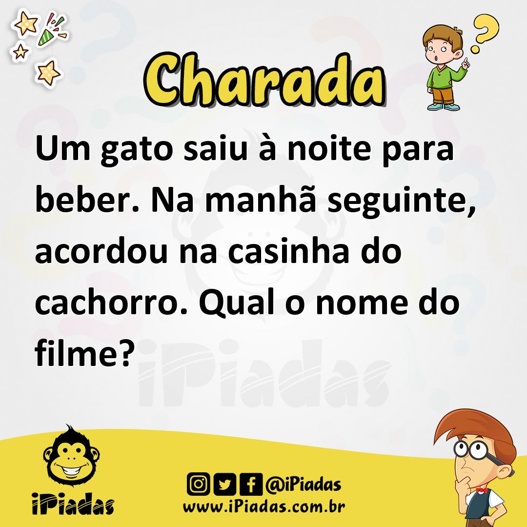 Ilustração de Um gato saiu à noite para beber. Na manhã seguinte, acordou na casinha do cachorro. Qual o nome do filme? no iPiadas