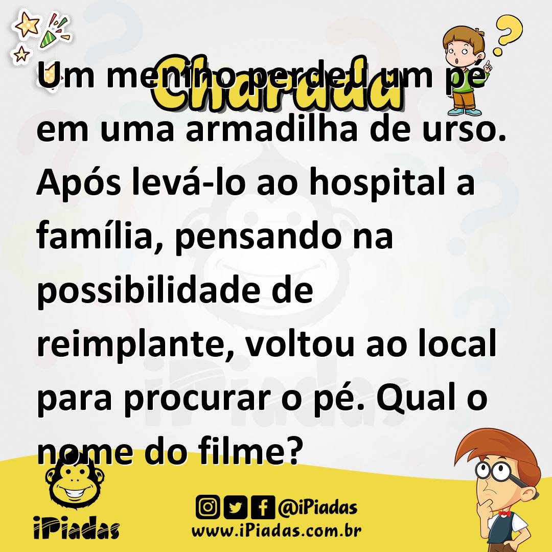 Ilustração de Um menino perdeu um pé em uma armadilha de urso. Após levá-lo ao hospital a família, pensando na possibilidade de reimplante, voltou ao local para procurar o pé. Qual o nome do filme? no iPiadas
