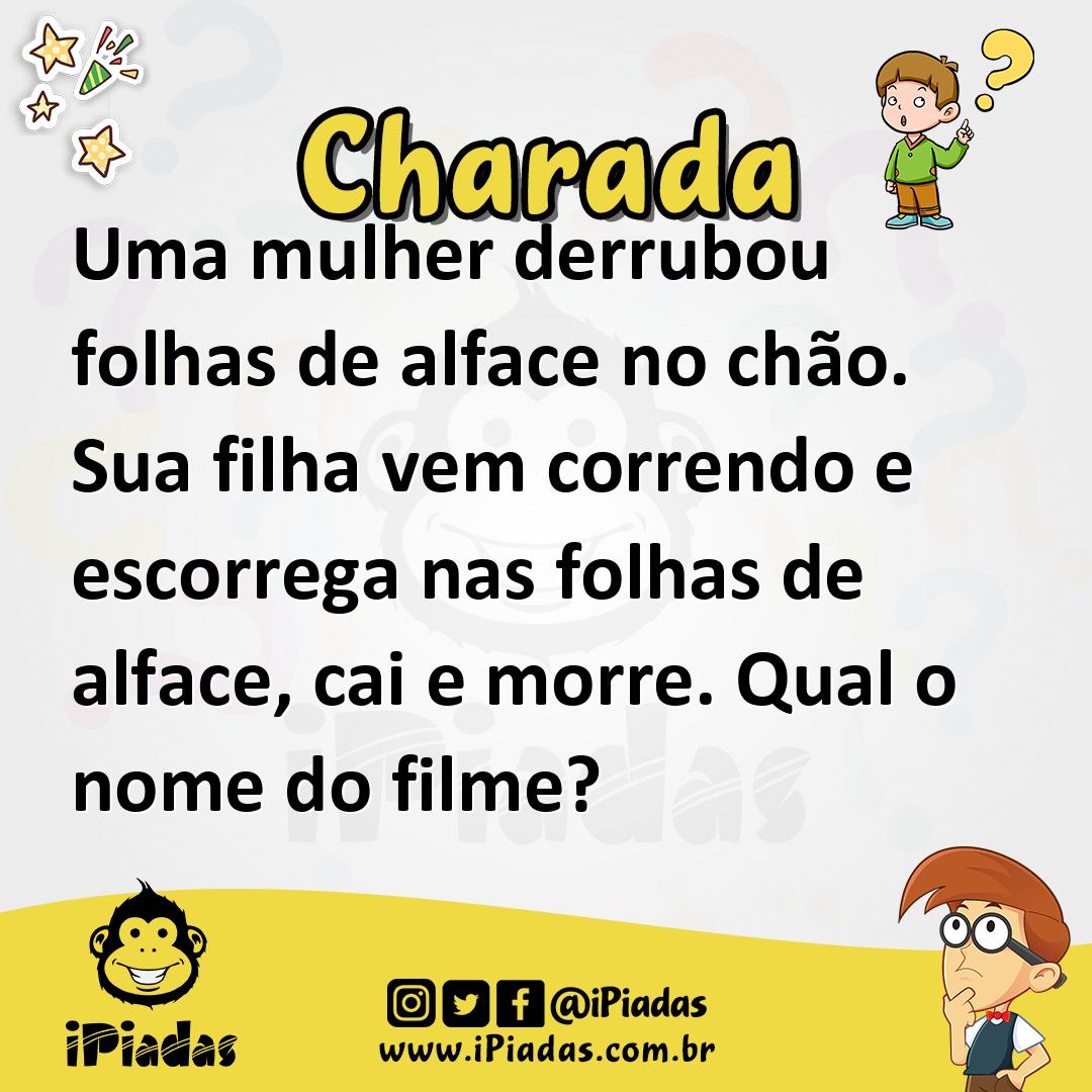 Ilustração de Uma mulher derrubou folhas de alface no chão. Sua filha vem correndo e escorrega nas folhas de alface, cai e morre. Qual o nome do filme? no iPiadas