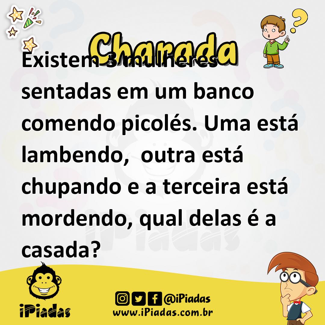 Ilustração de Existem 3 mulheres sentadas em um banco comendo picolés. Uma está lambendo,  outra está chupando e a terceira está mordendo, qual delas é a casada? no iPiadas