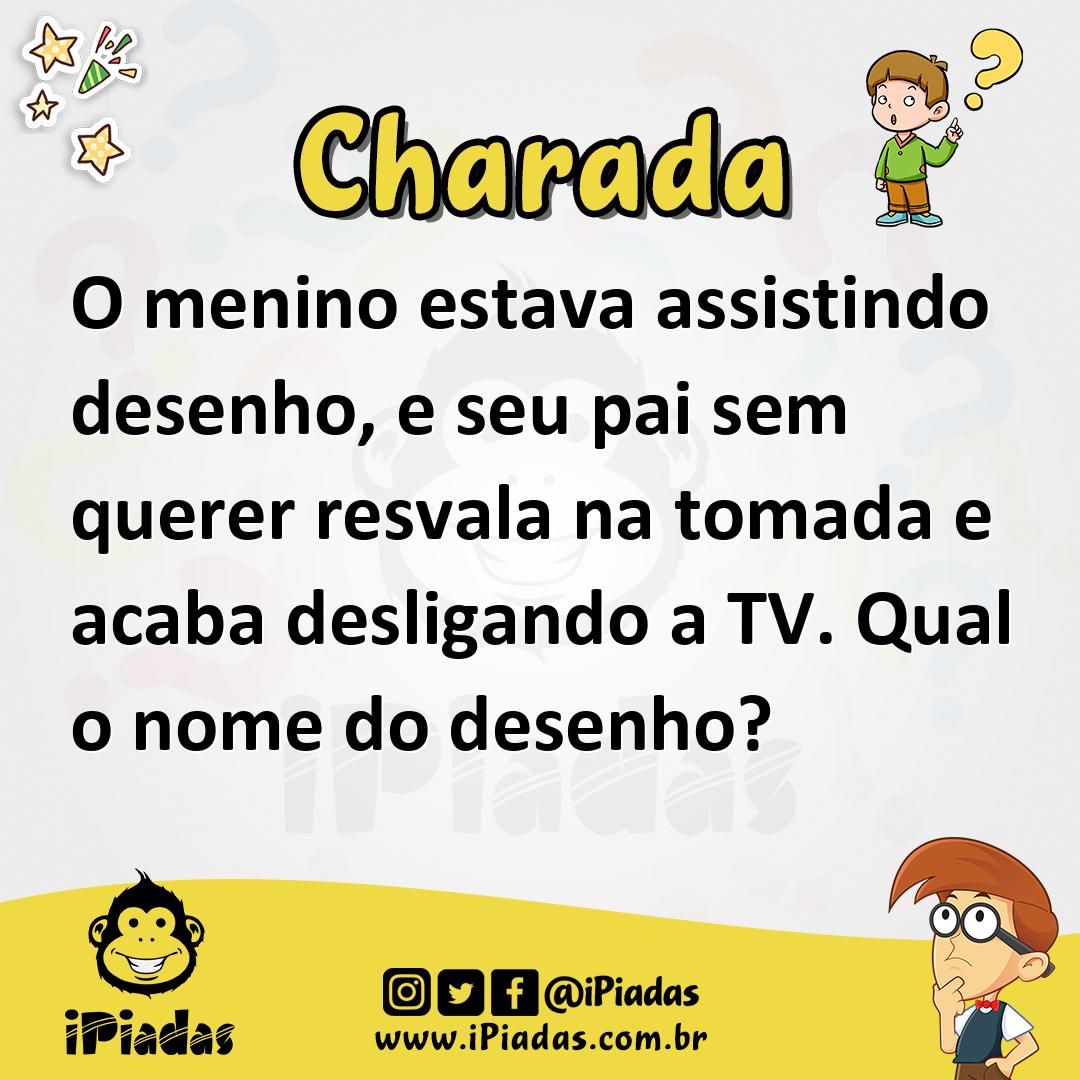 Ilustração de O menino estava assistindo desenho, e seu pai sem querer resvala na tomada e acaba desligando a TV. Qual o nome do desenho? no iPiadas