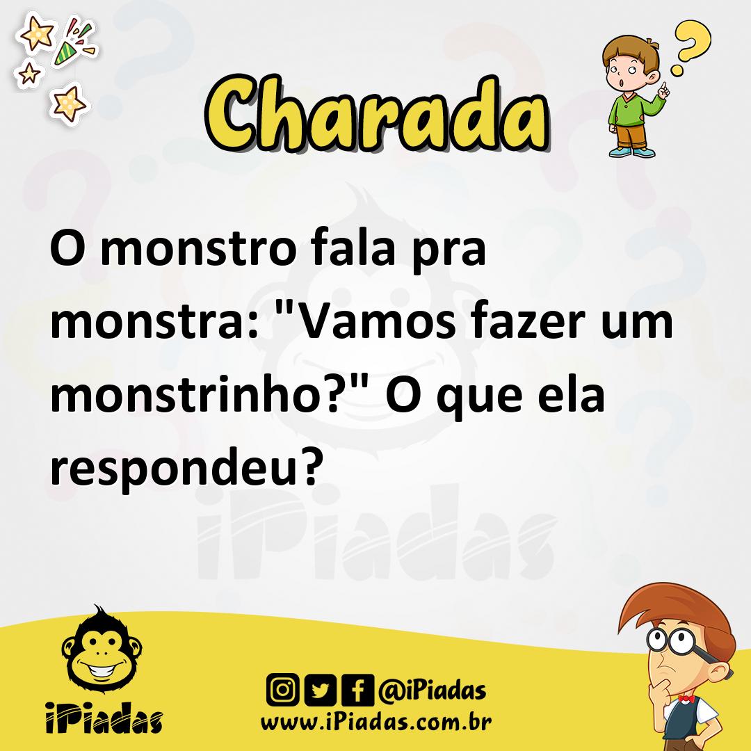 Ilustração de O monstro fala pra monstra: "Vamos fazer um monstrinho?" O que ela respondeu? no iPiadas