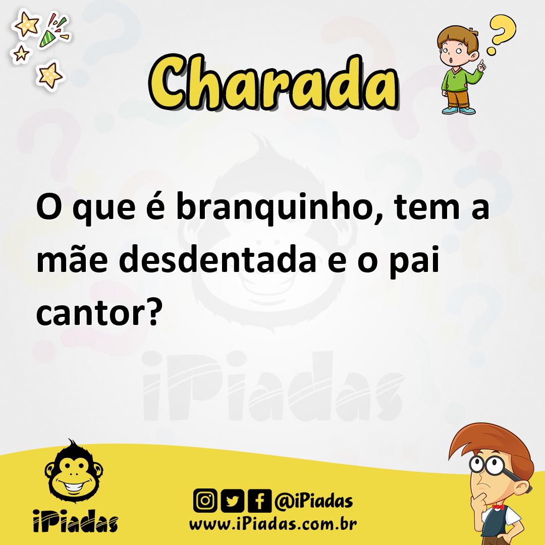 Ilustração de O que é branquinho, tem a mãe desdentada e o pai cantor? no iPiadas