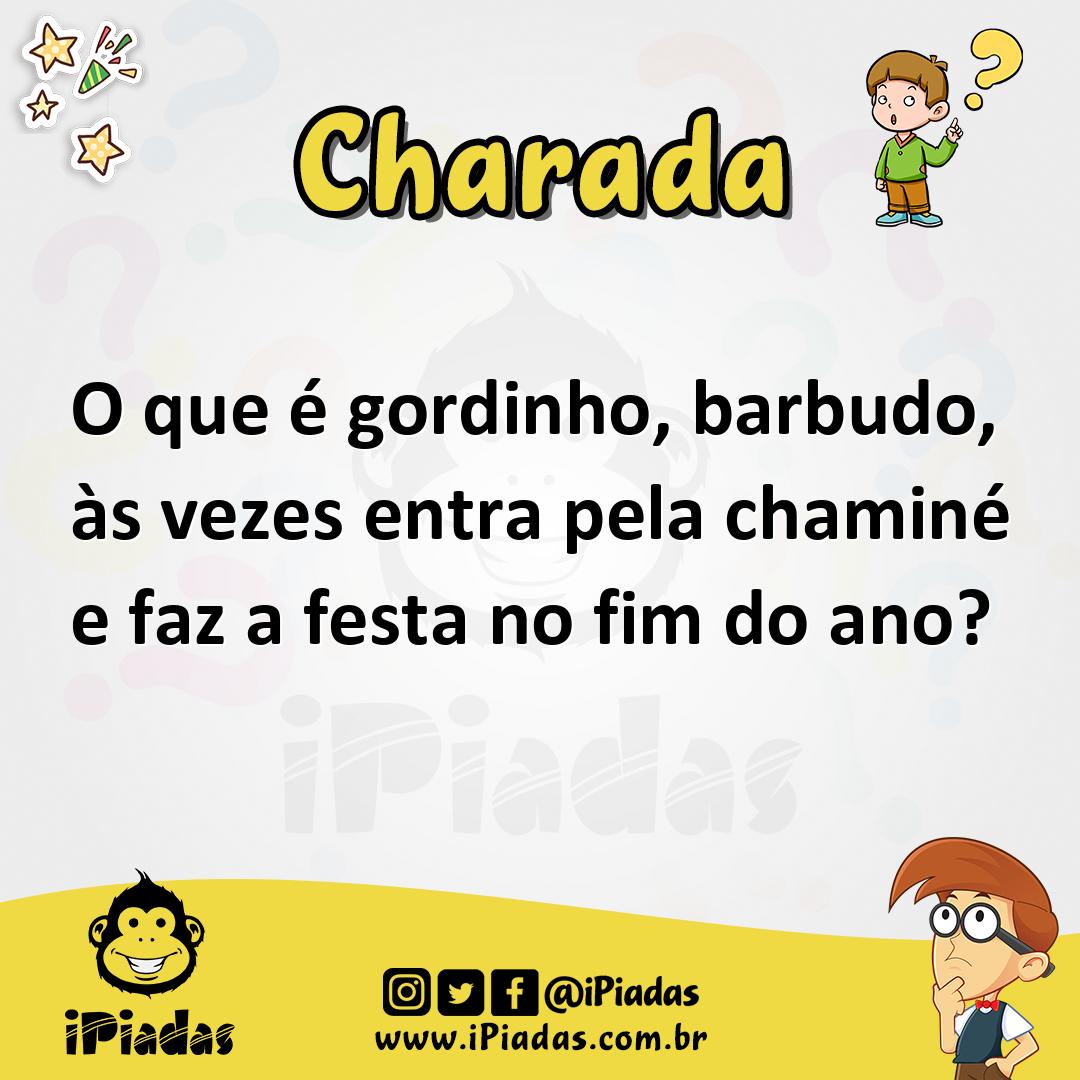 Ilustração de O que é gordinho, barbudo, às vezes entra pela chaminé e faz a festa no fim do ano? no iPiadas