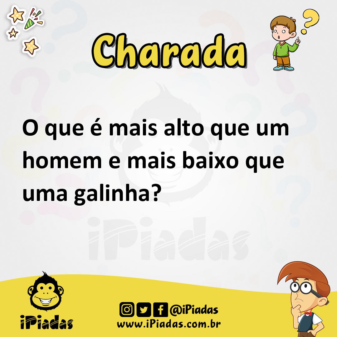 Ilustração de O que é mais alto que um homem e mais baixo que uma galinha? no iPiadas