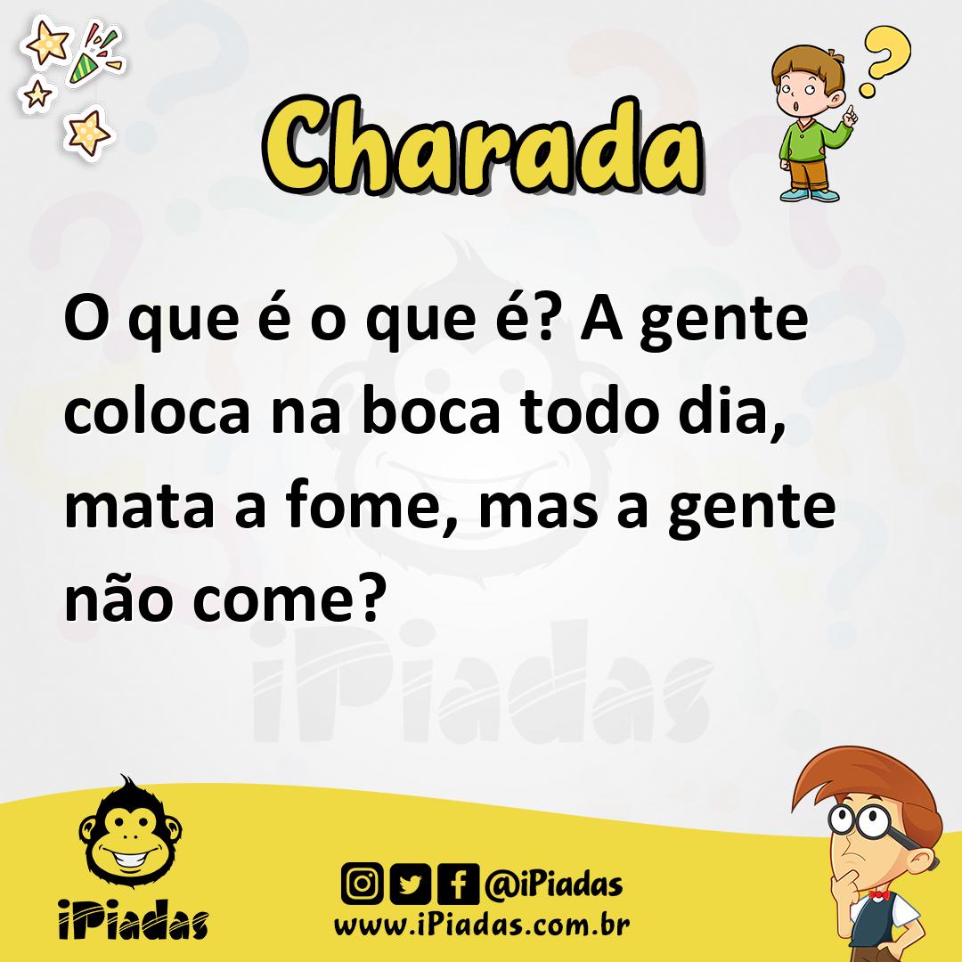 Ilustração de O que é o que é? A gente coloca na boca todo dia, mata a fome, mas a gente não come? no iPiadas