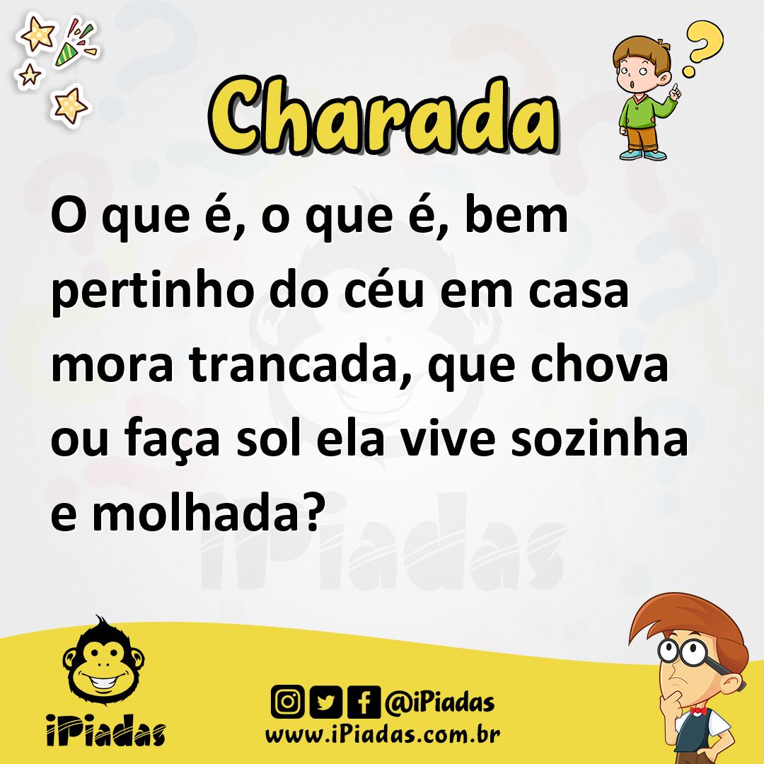 Ilustração de O que é, o que é, bem pertinho do céu em casa mora trancada, que chova ou faça sol ela vive sozinha e molhada? no iPiadas