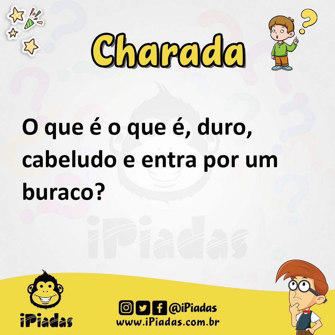 Ilustração de O que é o que é, duro, cabeludo e entra por um buraco? no iPiadas