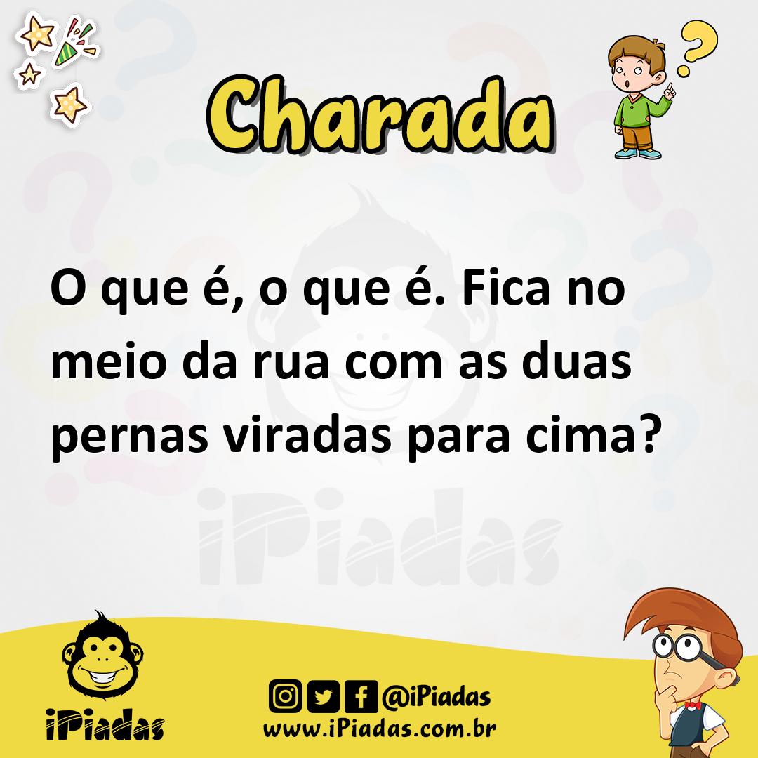 Ilustração de O que é, o que é. Fica no meio da rua com as duas pernas viradas para cima? no iPiadas