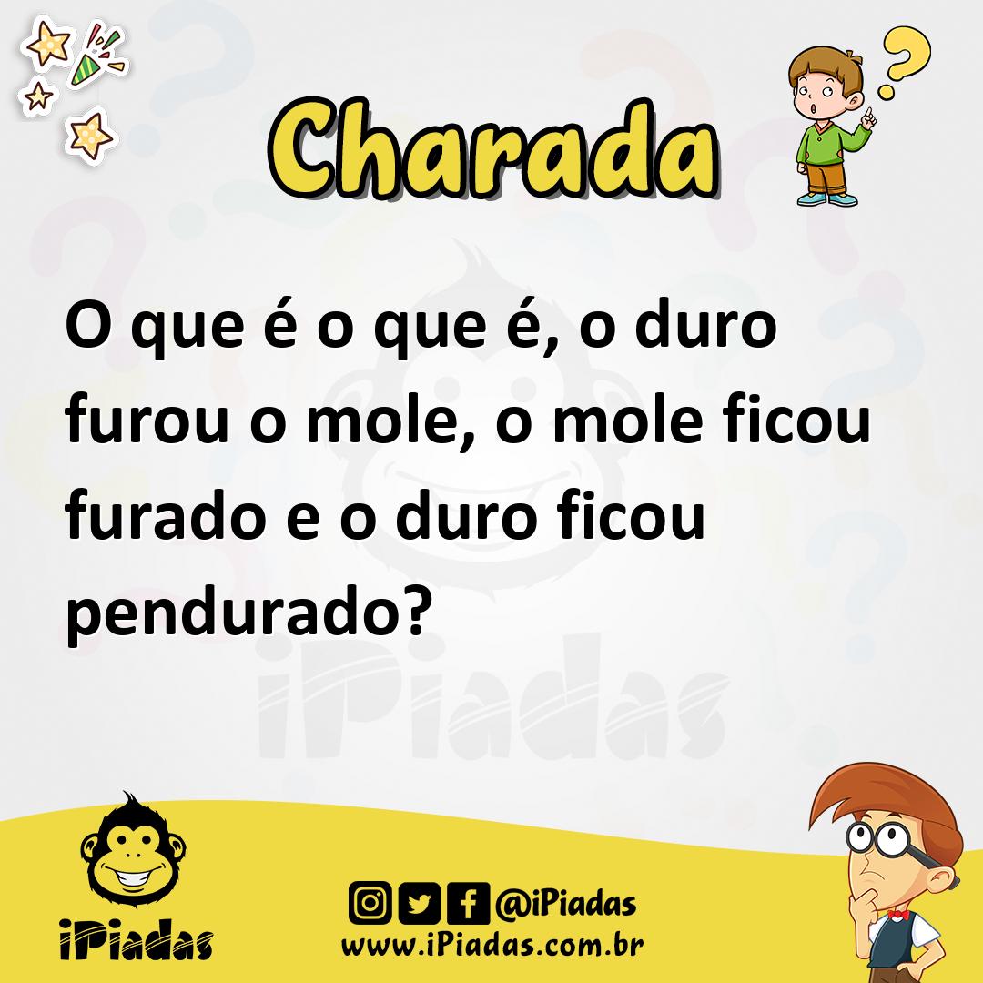 Ilustração de O que é o que é, o duro furou o mole, o mole ficou furado e o duro ficou pendurado? no iPiadas