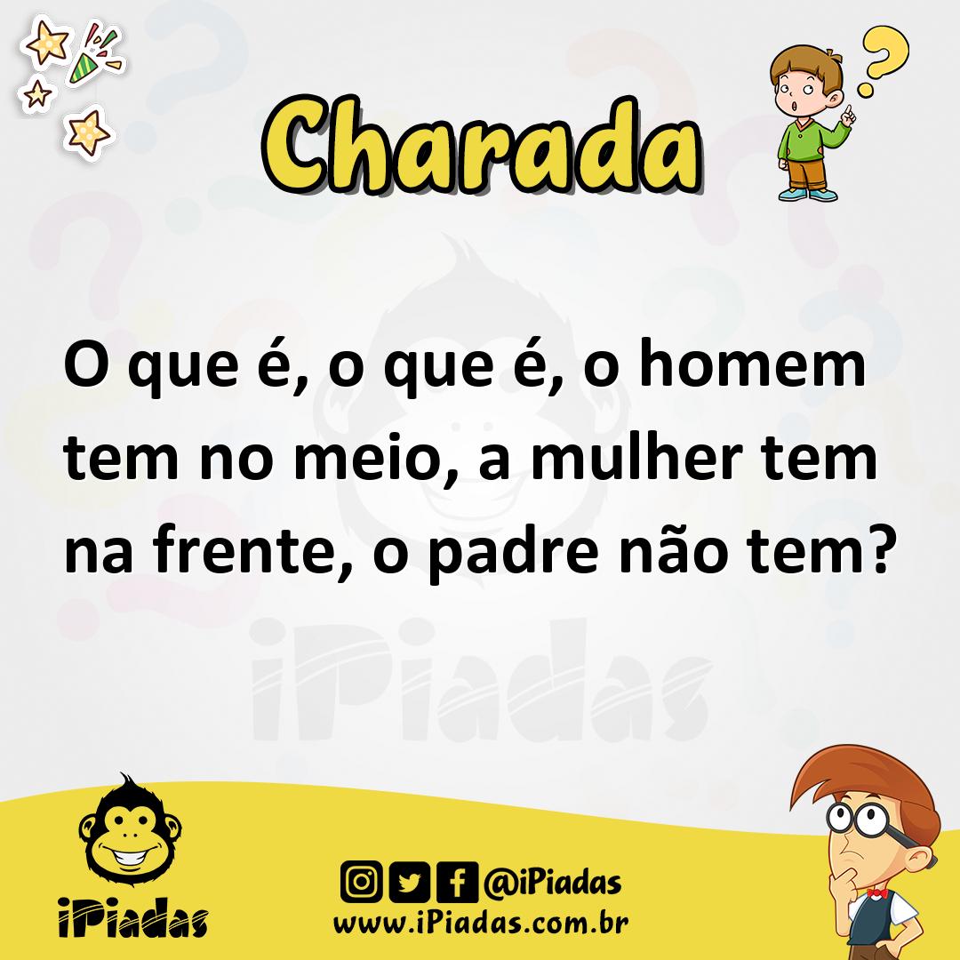 Ilustração de O que é, o que é, o homem tem no meio, a mulher tem na frente, o padre não tem? no iPiadas