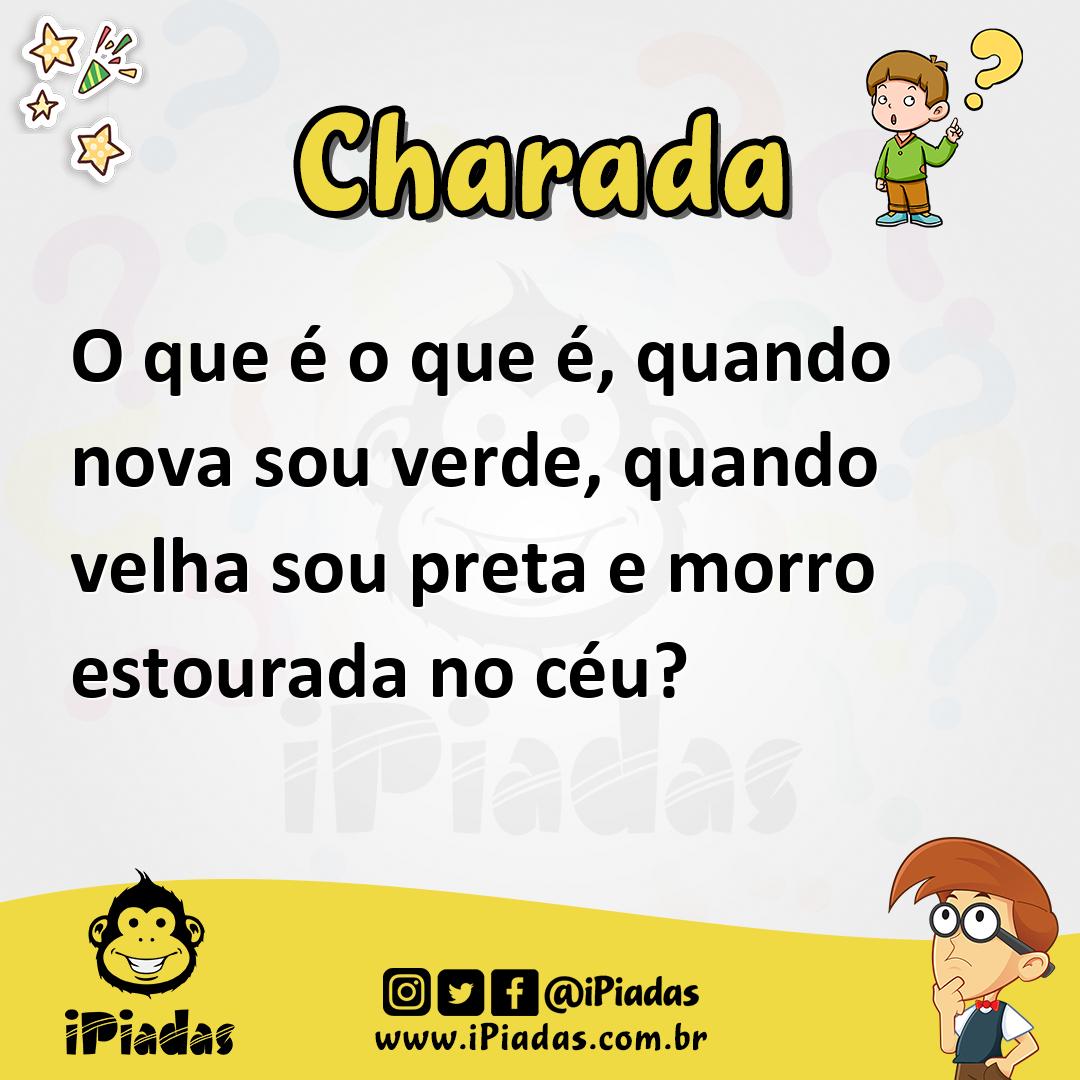 Ilustração de O que é o que é, quando nova sou verde, quando velha sou preta e morro estourada no céu? no iPiadas