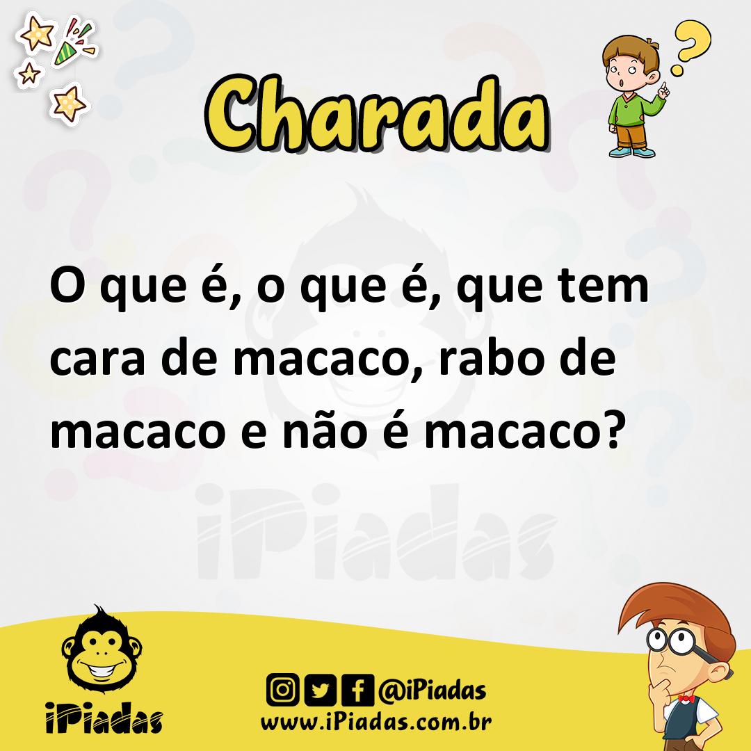 Ilustração de O que é, o que é, que tem cara de macaco, rabo de macaco e não é macaco? no iPiadas