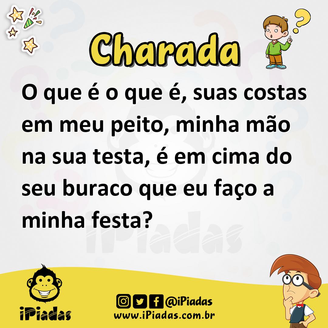 Ilustração de O que é o que é, suas costas em meu peito, minha mão na sua testa, é em cima do seu buraco que eu faço a minha festa? no iPiadas