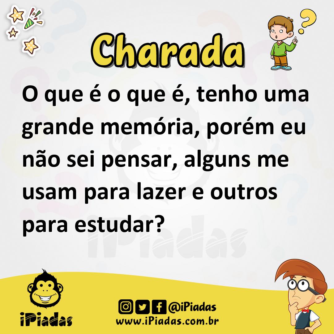 Ilustração de O que é o que é, tenho uma grande memória, porém eu não sei pensar, alguns me usam para lazer e outros para estudar? no iPiadas