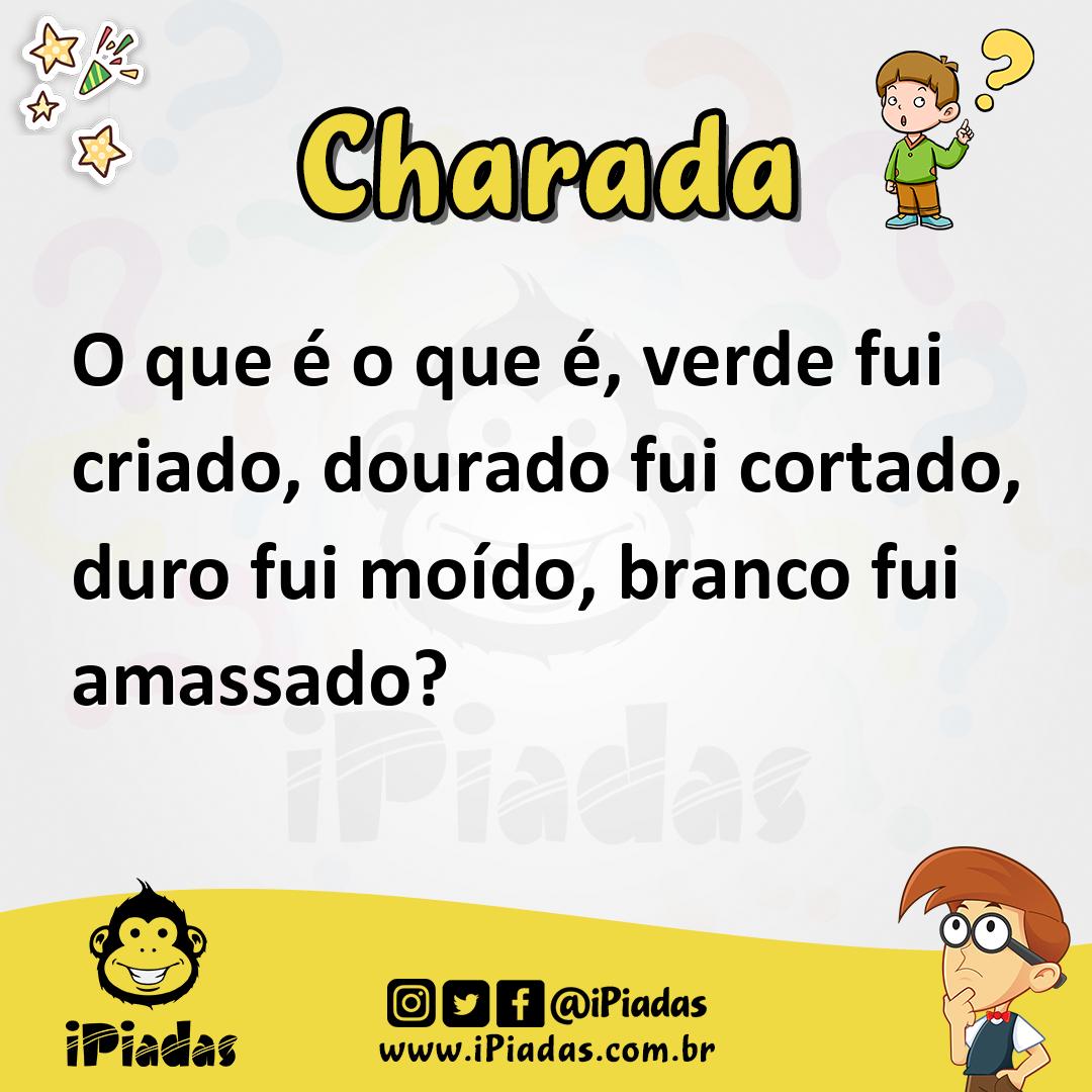 Ilustração de O que é o que é, verde fui criado, dourado fui cortado, duro fui moído, branco fui amassado? no iPiadas