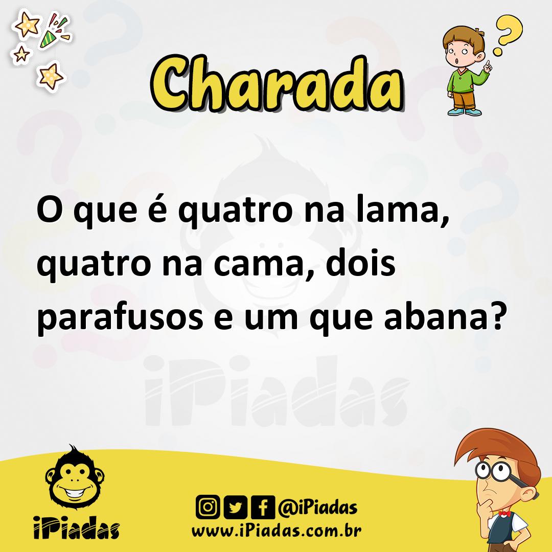 Ilustração de O que é quatro na lama, quatro na cama, dois parafusos e um que abana? no iPiadas
