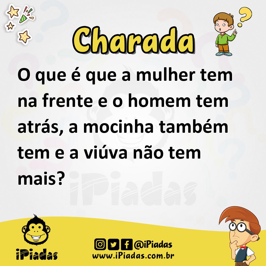 Ilustração de O que é que a mulher tem na frente e o homem tem atrás, a mocinha também tem e a viúva não tem mais? no iPiadas