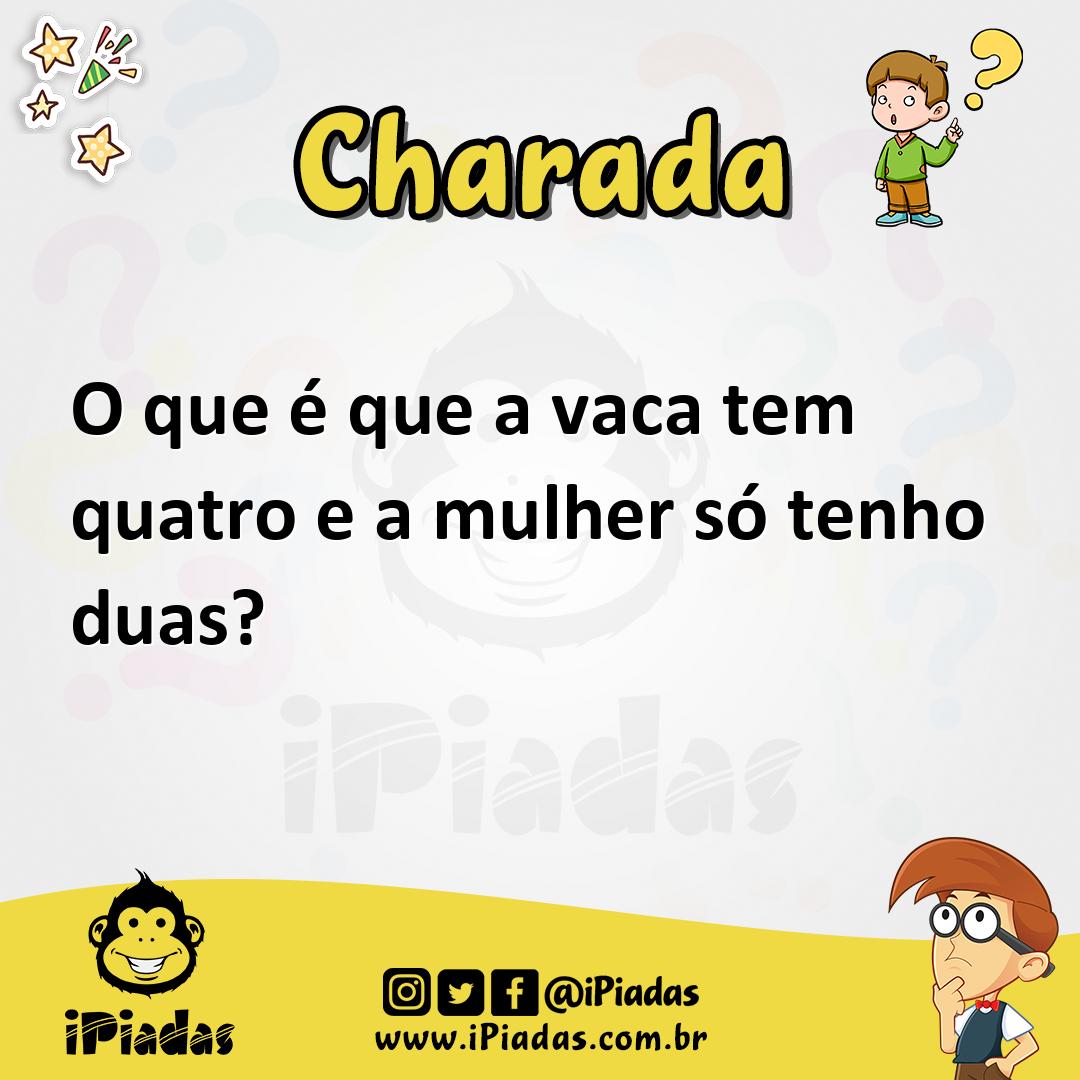Ilustração de O que é que a vaca tem quatro e a mulher só tenho duas? no iPiadas