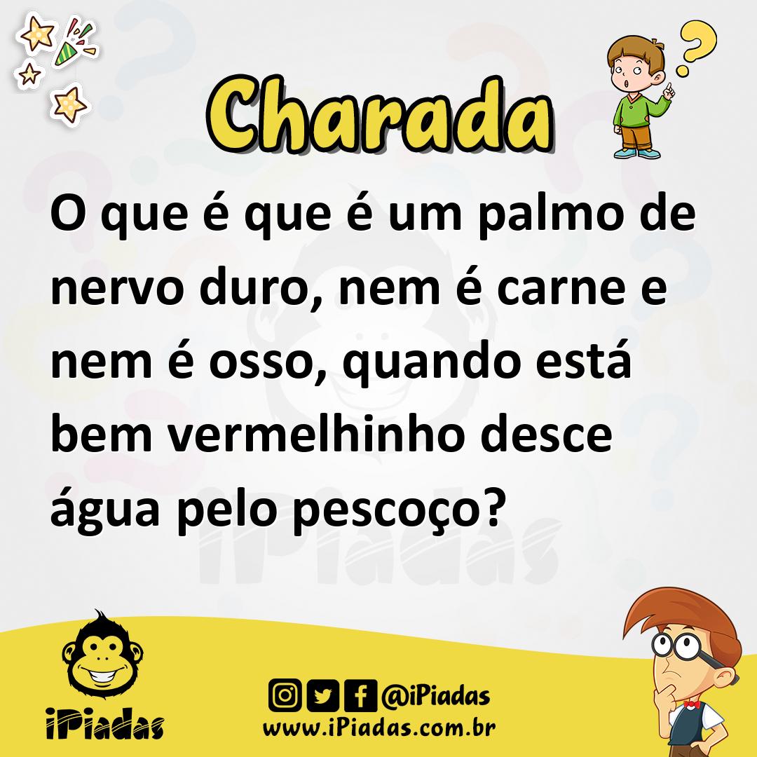 Ilustração de O que é que é um palmo de nervo duro, nem é carne e nem é osso, quando está bem vermelhinho desce água pelo pescoço? no iPiadas