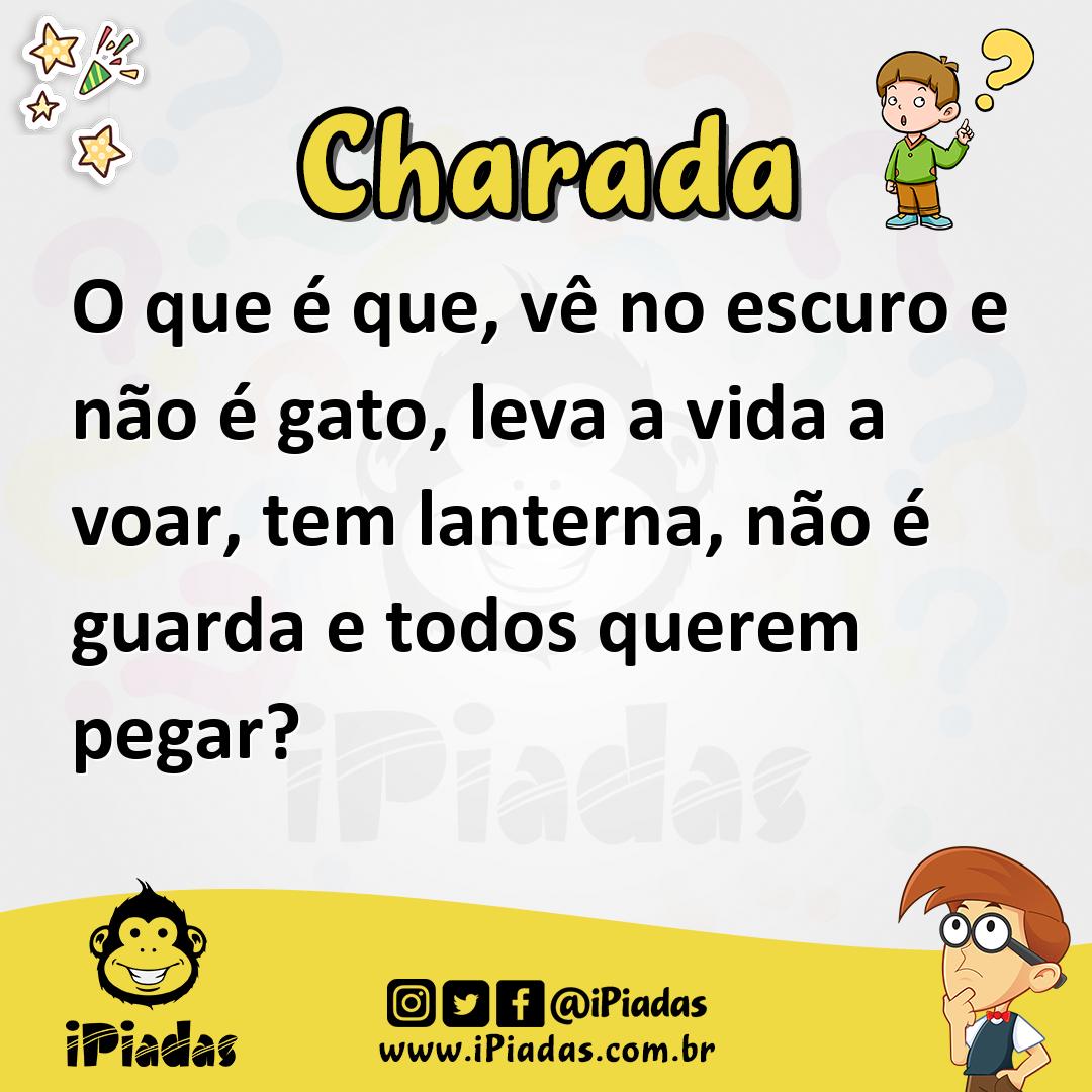 Ilustração de O que é que, vê no escuro e não é gato, leva a vida a voar, tem lanterna, não é guarda e todos querem pegar? no iPiadas