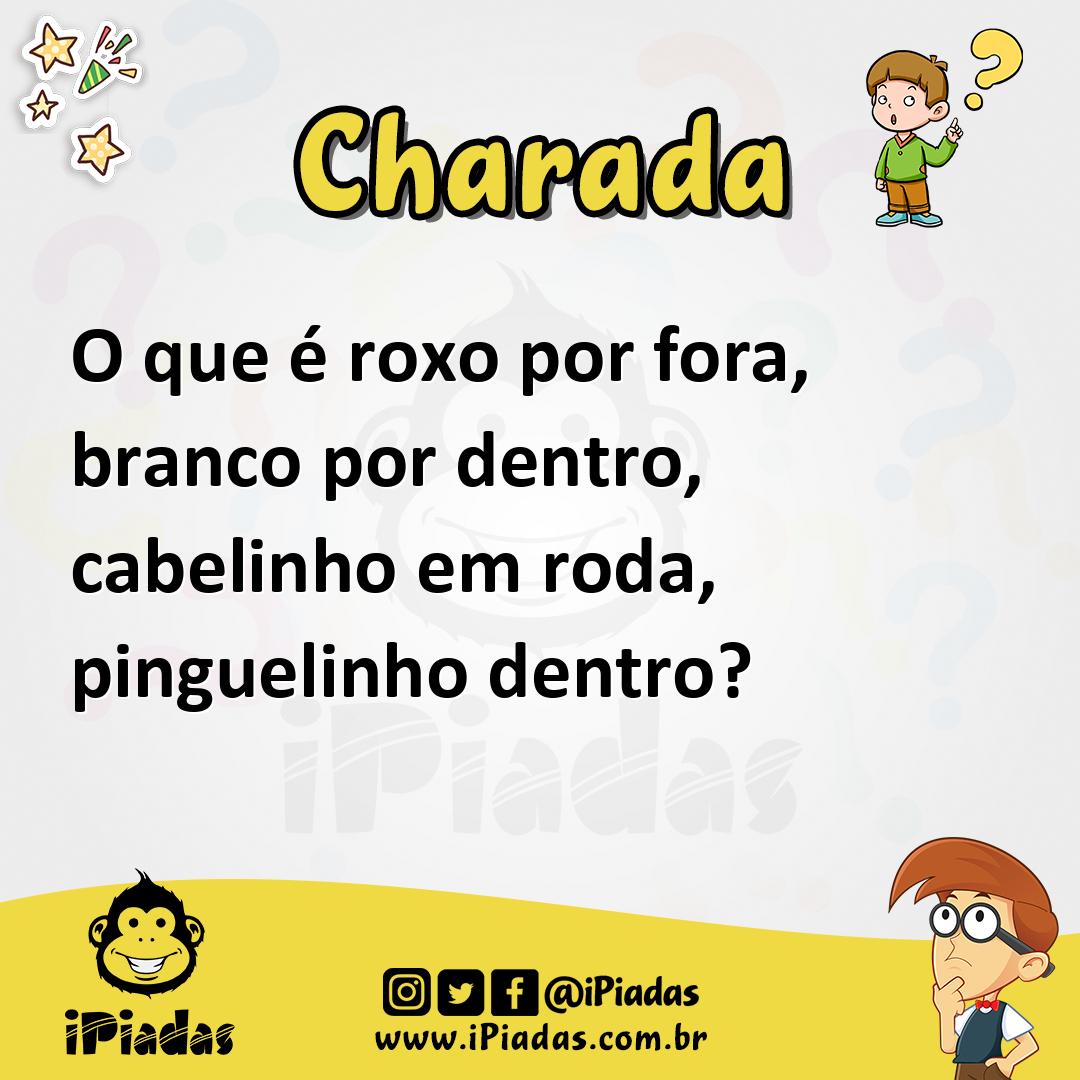 Ilustração de O que é roxo por fora, branco por dentro, cabelinho em roda, pinguelinho dentro? no iPiadas