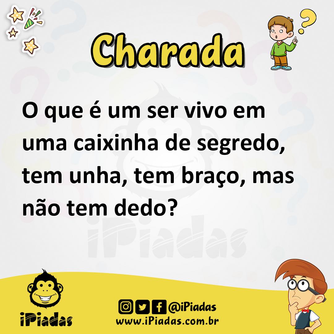 Ilustração de O que é um ser vivo em uma caixinha de segredo, tem unha, tem braço, mas não tem dedo? no iPiadas