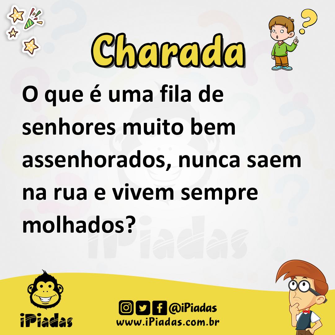 Ilustração de O que é uma fila de senhores muito bem assenhorados, nunca saem na rua e vivem sempre molhados? no iPiadas
