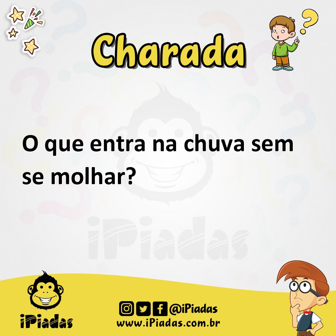 Ilustração de O que entra na chuva sem se molhar? no iPiadas