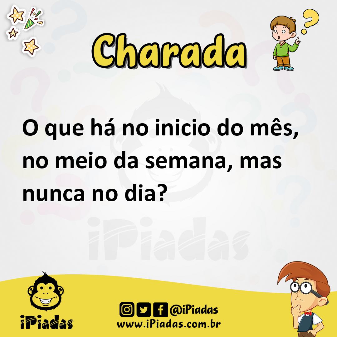 Ilustração de O que há no inicio do mês, no meio da semana, mas nunca no dia? no iPiadas