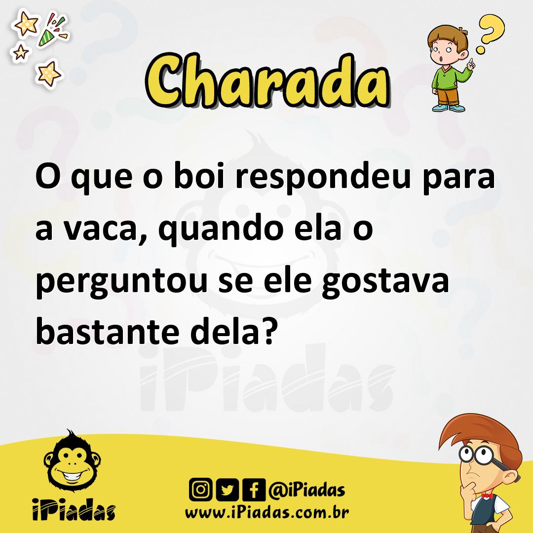 Ilustração de O que o boi respondeu para a vaca, quando ela o perguntou se ele gostava bastante dela? no iPiadas