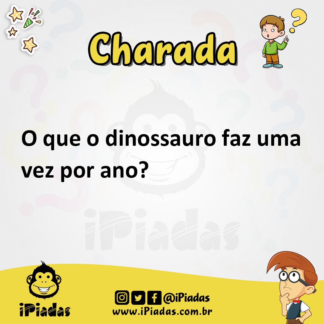 Ilustração de O que o dinossauro faz uma vez por ano? no iPiadas